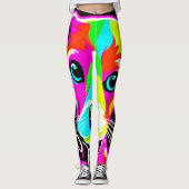 Neon Puppy Pop Art Leggings (Vorderseite)