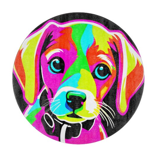 Neon Puppy Pop Art Schneidebrett (Vorderseite)