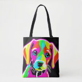 Neon Puppy Pop Art Tasche (Vorderseite)