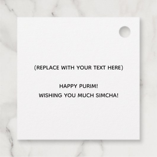 Neon Purim Card Geschenkanhänger (Rückseite)