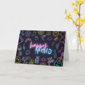 Neon Purim Karte (Gelbe Blume)