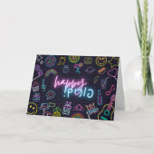 Neon Purim Karte (Vorderseite)