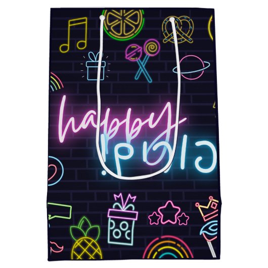 Neon Purim Mittlere Geschenktüte (Rückseite)