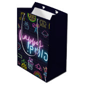 Neon Purim Mittlere Geschenktüte (Rückseite Schrägansicht)