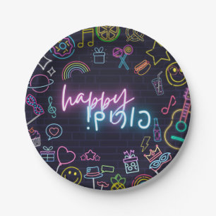 Neon Purim Pappteller