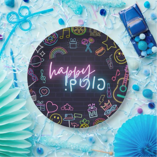 Neon Purim Pappteller (Party)