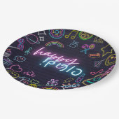 Neon Purim Pappteller (Schrägansicht)