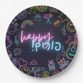 Neon Purim Pappteller (Vorderseite)