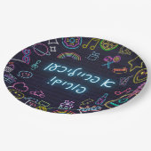 Neon Purim Pappteller (Schrägansicht)