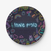Neon Purim Pappteller (Vorderseite)
