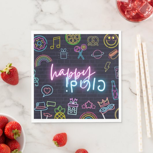 Neon Purim Serviette (Beispiel)