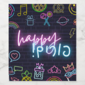 Neon Purim Weinetikett (Einzelnes Label)