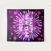 Neon Purple “Happy New Year”Glow Party Backdrop Wandteppich (Vorderseite (Horizontal))