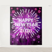 Neon Purple “Happy New Year”Glow Party Backdrop Wandteppich (Vorderseite)
