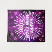 Neon Purple “Happy New Year”Glow Party Backdrop Wandteppich (Vorderseite (Horizontal))