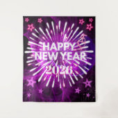 Neon Purple “Happy New Year”Glow Party Backdrop Wandteppich (Vorderseite)