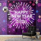 Neon Purple “Happy New Year”Glow Party Backdrop Wandteppich