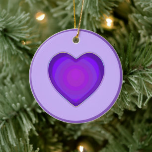NEON & purple hearts beating Ceramic Ornament