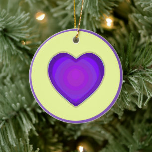 NEON & purple hearts beating Keramik Ornament