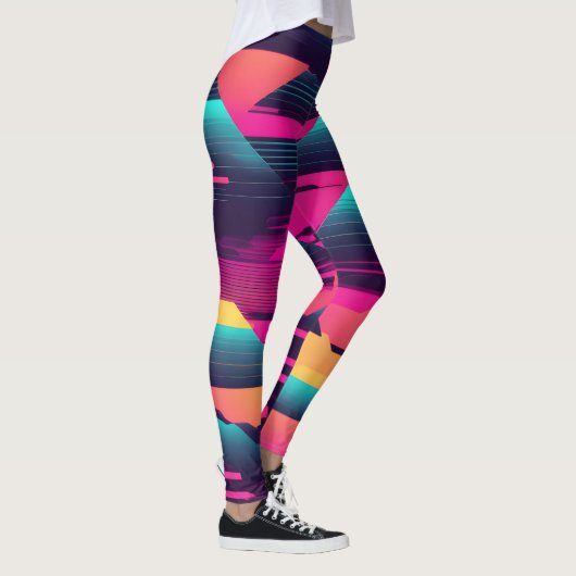 Neon Pyramids | Funky Synthwave Leggings (Rechts)