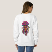 Neon Qualle Trippy Damen Sweatshirt (Schwarz voll)