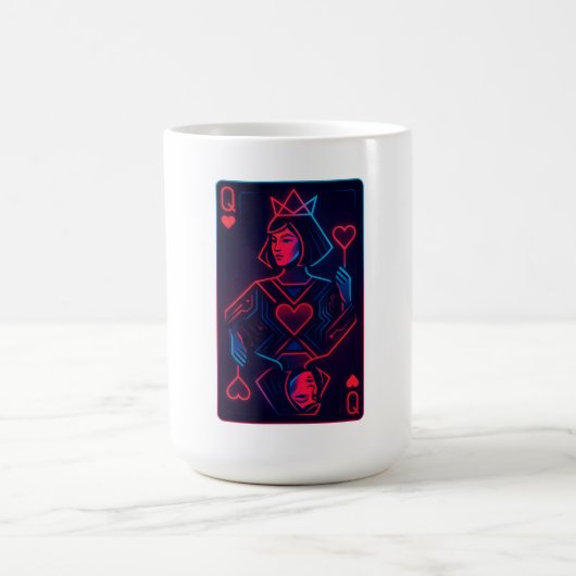 Neon Queen of Hearts — Retro-Futurist Synthwave Kaffeetasse (Mittel)