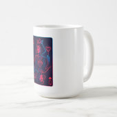 Neon Queen of Hearts — Retro-Futurist Synthwave Kaffeetasse (VorderseiteRechts)