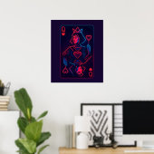 Neon Queen of Hearts — Retro-Futurist Synthwave Poster (Heimbüro)