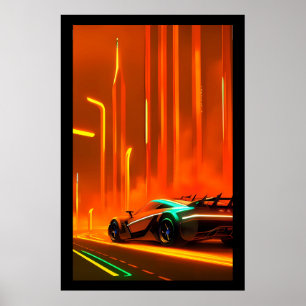 Neon Race Night 3000 - Ken Gage Art Poster