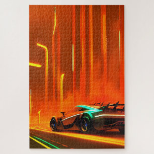 Neon Race Night 3000 - Ken Gage Art Puzzle
