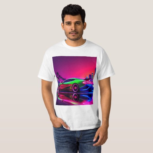 **Neon Racer T - Shirt - 80er Retro-Futuristic Spo (Vorne ganz)