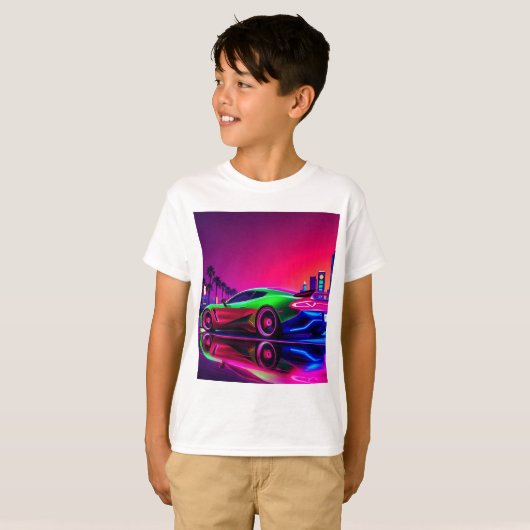 Neon Racer T - Shirt Kid - 80er RetroFuturistic Sp (Vorne ganz)