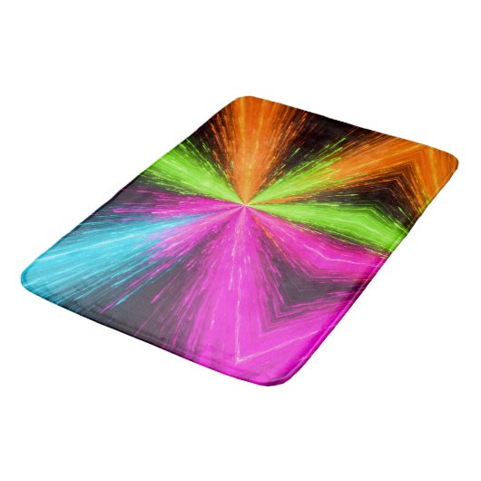 Neon Radial Burst Explosion Badematte (Schrägansicht)