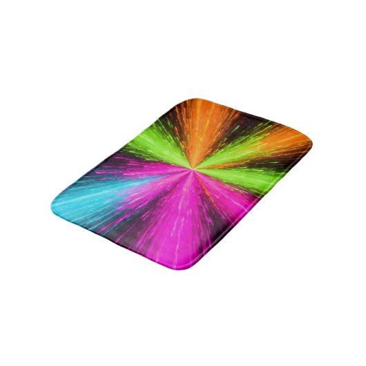 Neon Radial Burst Explosion Badematte (Schrägansicht)