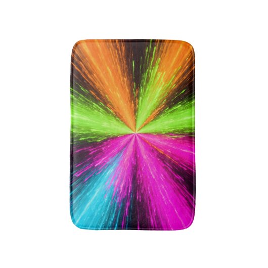 Neon Radial Burst Explosion Badematte (Vorderseite Vertikal)