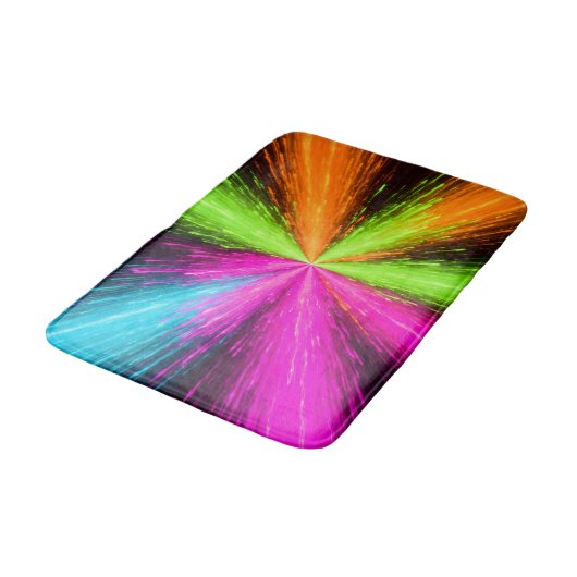 Neon Radial Burst Explosion Badematte (Schrägansicht)