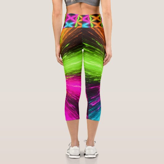 Neon Radial Burst Explosion Capri Leggings (Rückseite)