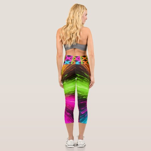 Neon Radial Burst Explosion Capri Leggings (Rückseite)