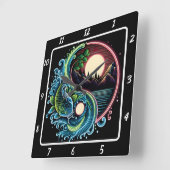 Neon Radiant Koi Gold Fish Zen Quadratische Wanduhr (Winkel)