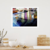 "Neon Rain" New Yorker Wasserfarbe Poster (Küche)