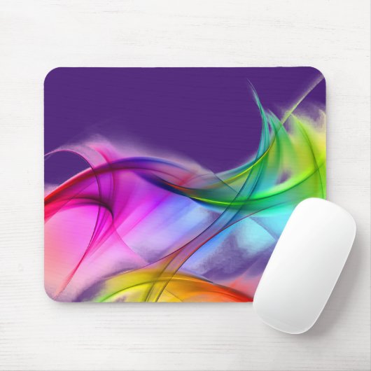 Neon Rainbow Abstrakt auf Lila Mousepad (Mit Mouse)