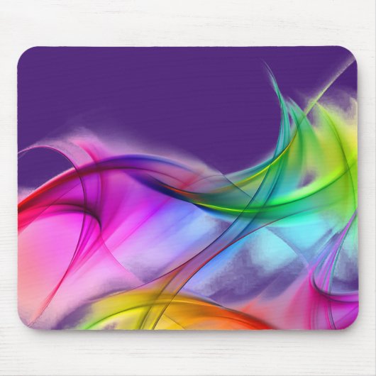 Neon Rainbow Abstrakt auf Lila Mousepad (Vorne)