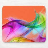Neon Rainbow Abstrakt auf Orange Mousepad (Vorne)