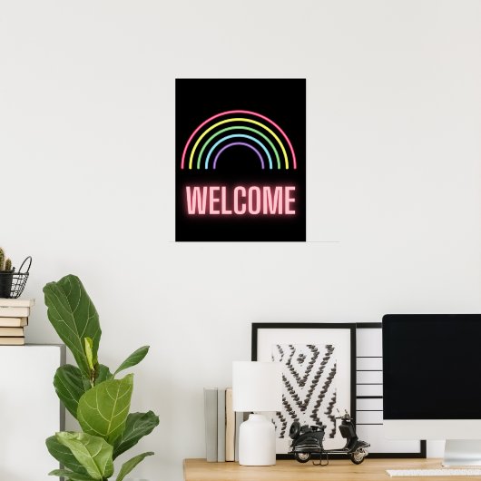 Neon Rainbow Begrüßungszeichen Poster (Heimbüro)
