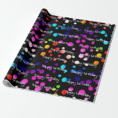 Neon Rainbow Birthday Polka Dots Geschenkpapier (Ungerollt)