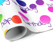 Neon Rainbow Birthday Polka Dots Geschenkpapier (Rolleneckpunkt)