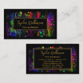 Neon Rainbow Brush Strokes Visitenkarte (Vorne/Hinten)