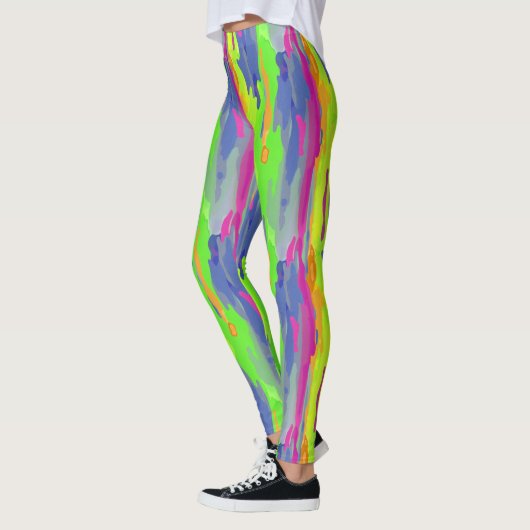 Neon Rainbow Camouflage Vertikale Patternarben Leggings (Links)