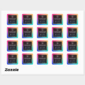 Neon Rainbow Candle Labels Quadratischer Aufkleber (Blatt)