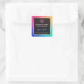 Neon Rainbow Candle Labels Quadratischer Aufkleber (Tasche)
